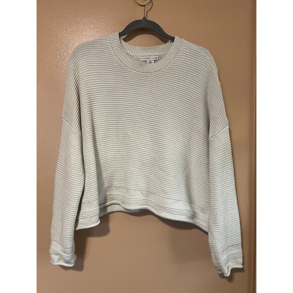 Sincerely Jules Sweaters - Sincerely Jules Oatmeal Chunky Ribbed Crop Pullover Sweater Size L Boho EUC
